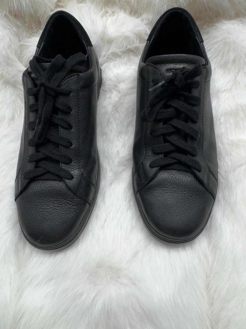 Michael Kors Men's Black Leather Lace-Up Sneakers